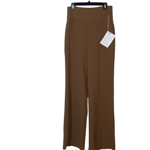 Sandro Ferrone Brown High Waist Flare Leg Zip Trousers NWT